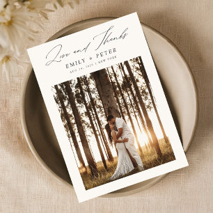 Budget Modern Minimalist 2 Photo Wedding Thank You Card