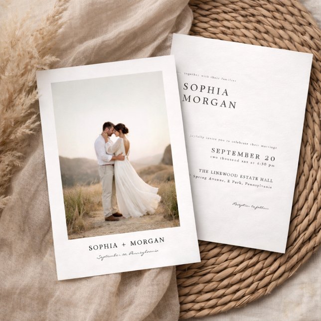 Budget Modern Minimalist Boho Photo Wedding Invitation (Creator Uploaded)