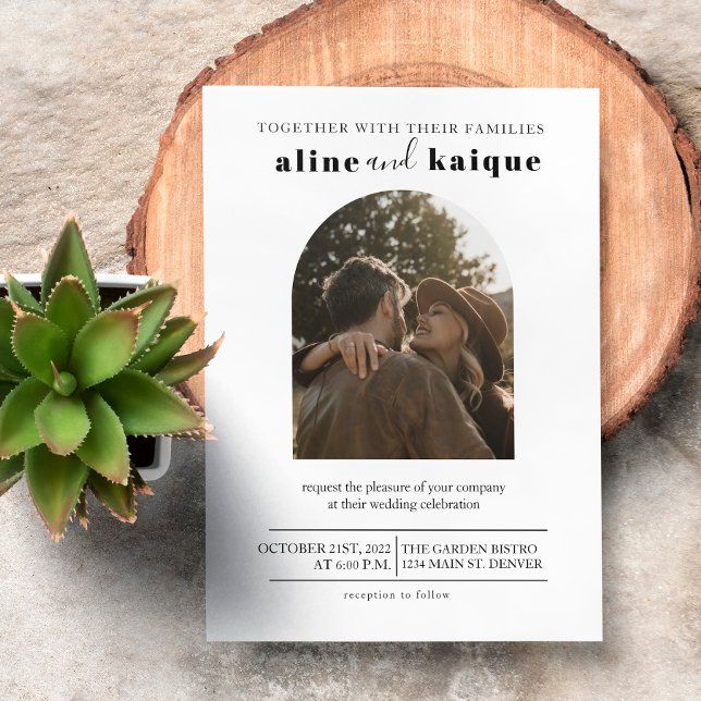 Budget Modern & Minimalist Elegant Photo Wedding Invitation (save the date, thank you invitation, wedding card, wedding photo, photo collage, personalized photo)