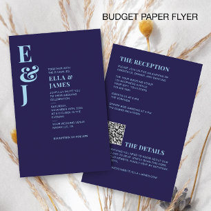 Budget Modern Minimalist Navy Blue Wedding Flyer