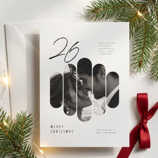 Budget Modern Minimalist Newlywed Christmas Photo Holiday Card