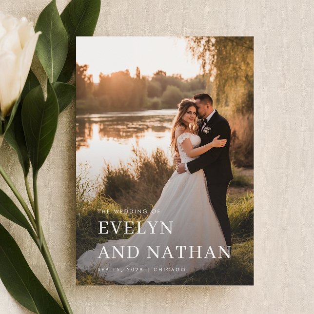 Budget Modern Minimalist Overlay Photo Wedding Invitation (Creator Uploaded)