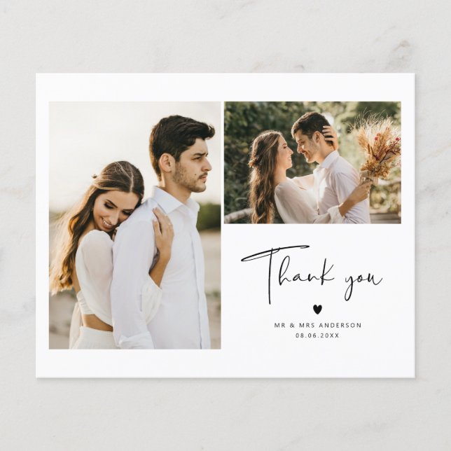 Budget Modern Minimalist Photo Thank You Card (Front)