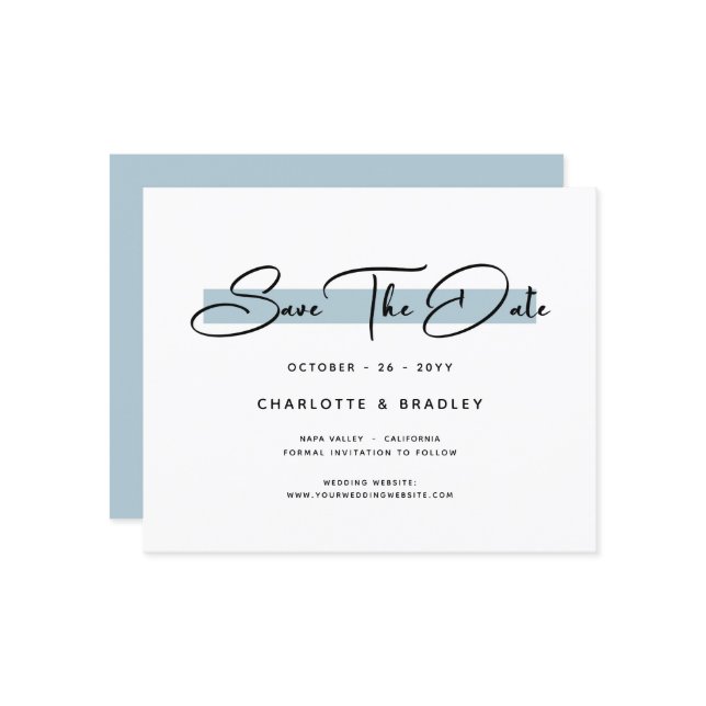 Budget Modern Minimalist Script Save The Date (Front/Back In Situ)