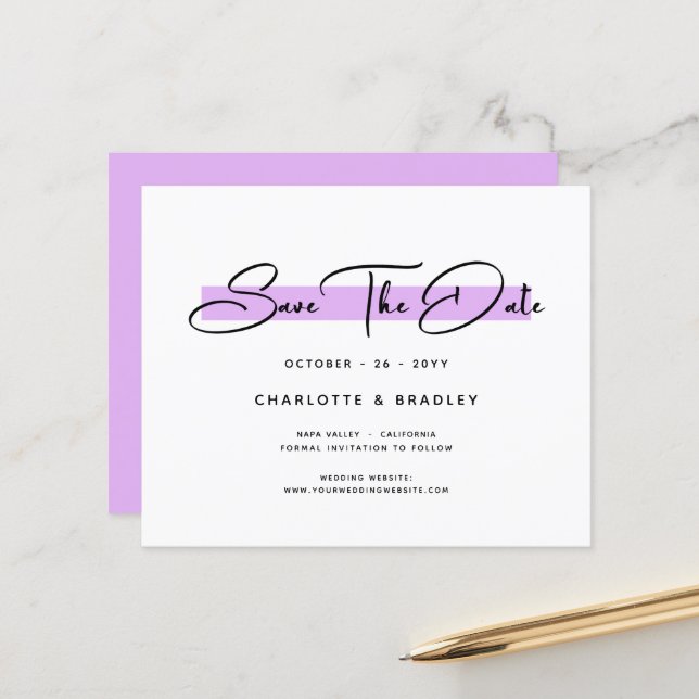 Budget Modern Minimalist Script Save The Date (Front/Back In Situ)