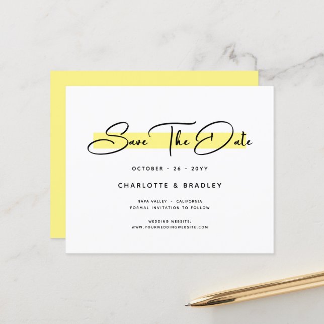 Budget Modern Minimalist Script Save The Date (Front/Back In Situ)