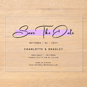 Budget Modern Minimalist Script Save The Date Acrylic Invitations
