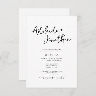 Budget Modern Minimalist Simple Wedding Invitation