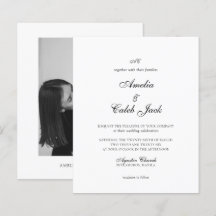 BUDGET Modern Monogrammed Photo Wedding Invitation