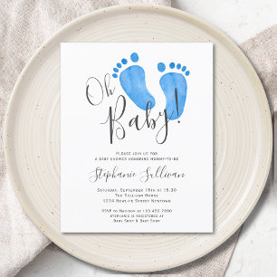 Budget Modern Oh Baby Boy Baby Shower Invitation