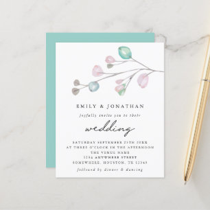 Budget Modern Pastel Leaves Wedding Invitation