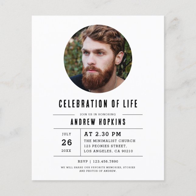 Budget Modern Photo Celebration Of Life (Front)