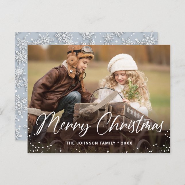 Budget Modern PHOTO Christmas Greeting Card (Front/Back)