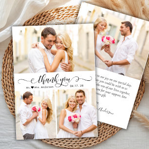 Budget Modern Photo Collage Wedding Thank You Card