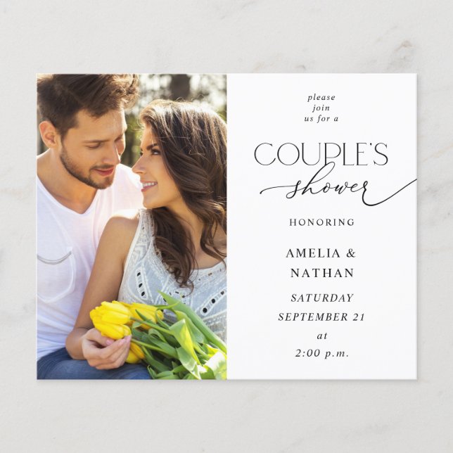Budget Modern Photo Couple's Shower Flyer (Front)