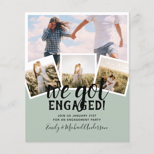 BUDGET Modern PHOTO ENGAGEMENT Announcement Flyer (Front)