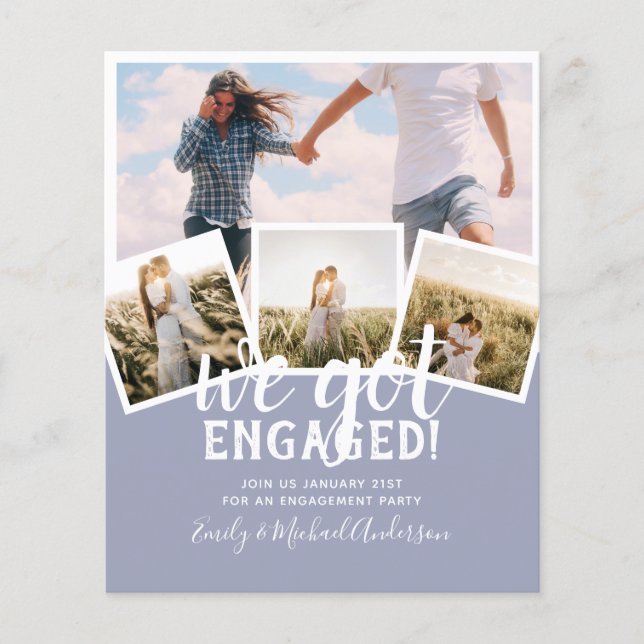 BUDGET Modern PHOTO ENGAGEMENT Announcement Flyer (Front)