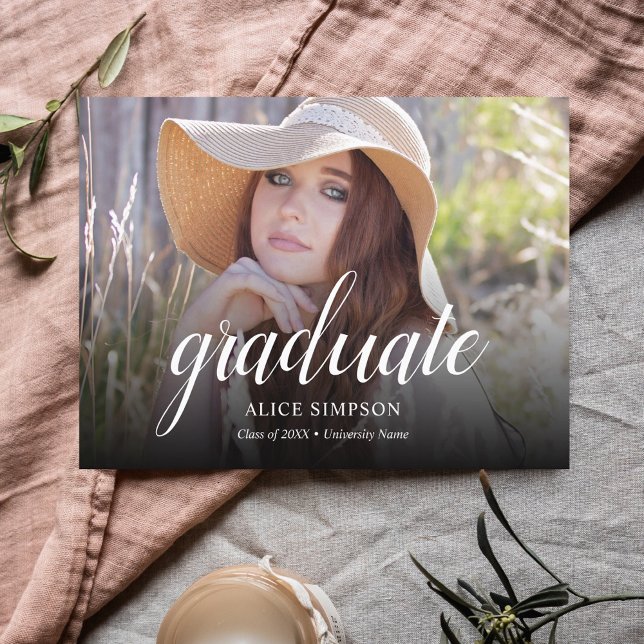 Budget Modern Photo Graduation Announcement Postcard (Creator Uploaded)