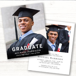 Budget Modern Photo Graduation Party Invitation