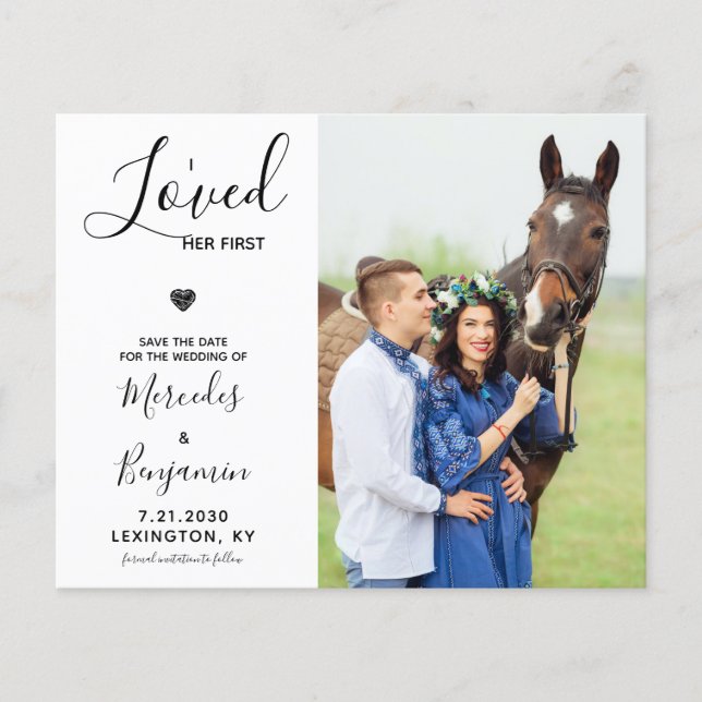Budget Modern Photo Horse Wedding Save The Date (Front)