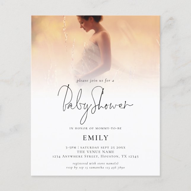 Budget Modern Photo Overlay Baby Shower Invitation (Front)