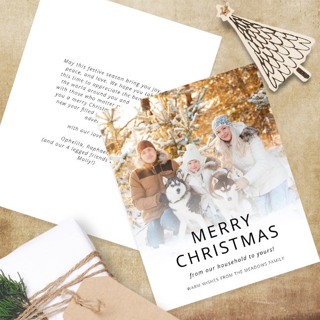 Budget Modern Photo Overlay Christmas Card (Front and back - fully customisable)