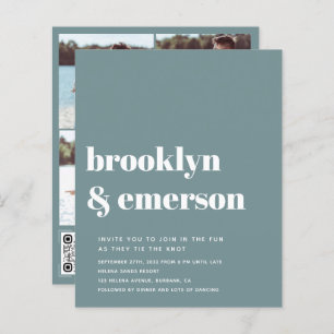 Budget Modern Photo QR Code Wedding Invitation