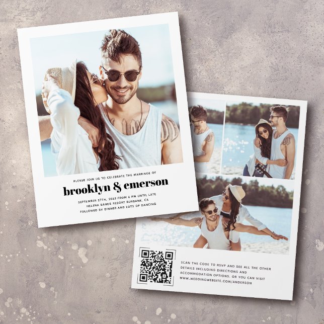 Budget Modern Photo QR Code Wedding Invitation (Creator Uploaded)