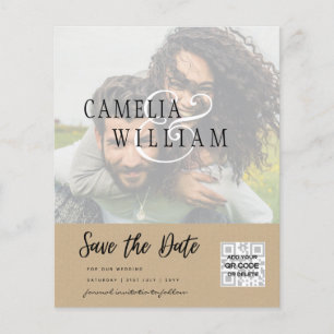 BUDGET Modern PHOTO Save The Date QR CODE RSVP Flyer