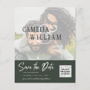 BUDGET Modern PHOTO Save The Date QR CODE RSVP Flyer