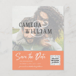 BUDGET Modern PHOTO Save The Date QR CODE RSVP Flyer