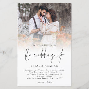 Budget Modern Photo Script Wedding Invitation