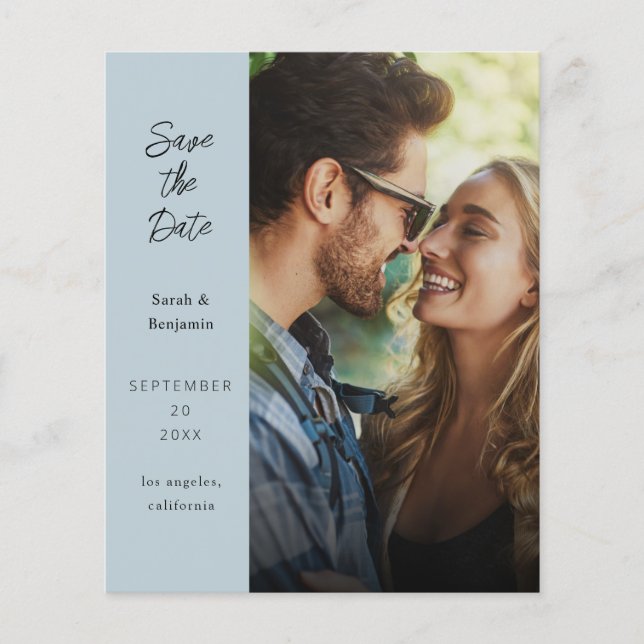 Budget Modern Photo & Side Save the Date - D Blue Flyer (Front)