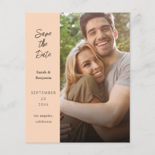 Budget Modern Photo & Side Save the Date - Peach