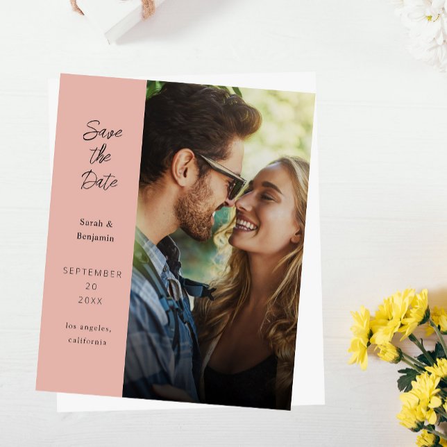 Budget Modern Photo & Side Save the Date - Rose (Creator Uploaded)