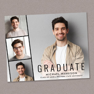 Budget Modern Photo Strip Graduation Announcement