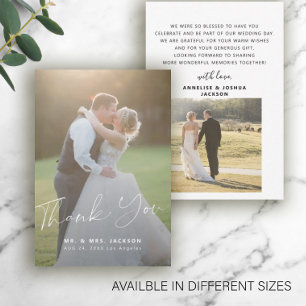 Budget modern photo wedding thank you MINI SIZE Card