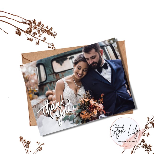 Budget Modern Photo Wedding Thank You Postcard (Creator Uploaded)