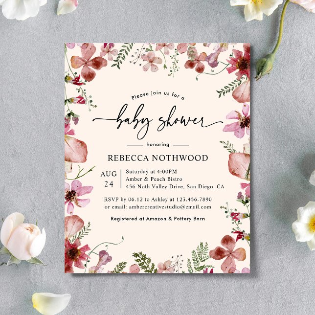 Budget Modern Pink Baby Girl Shower Invitation (Creator Uploaded)