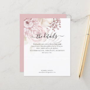Budget Modern Pink Florals Script Wedding Details