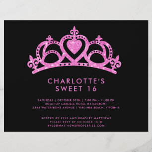 Budget Modern Pink Glitter Sweet 16 Birthday Party Flyer