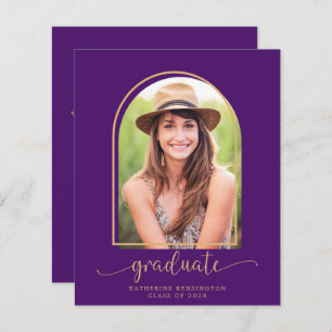 Budget Modern Purple Gold Arch Photo Graduation