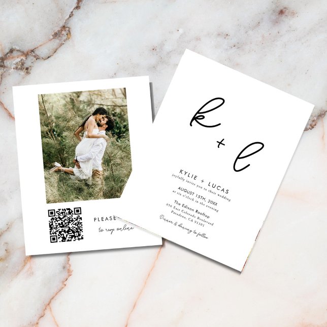Budget Modern Qr Code Photo Wedding Invitation Flyer (Creator Uploaded)