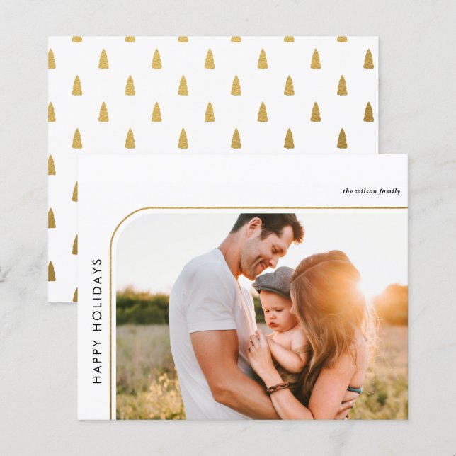 Budget Modern Retro Frame Photo Holiday Card (Front/Back)