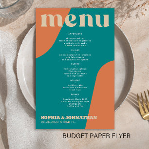 Budget modern retro groovy wedding menu template