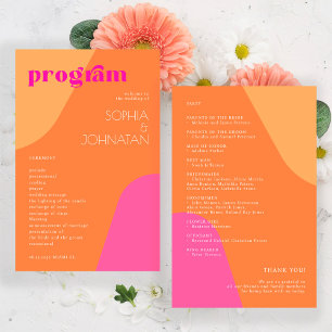 Budget modern retro wedding program template