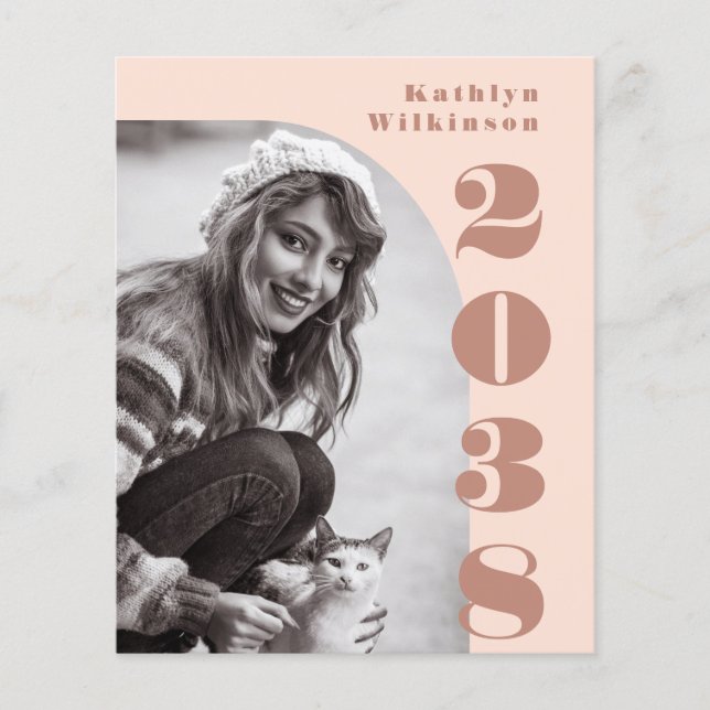 Budget Modern Rose Pink Arch Grad Announcement Flyer (Front)