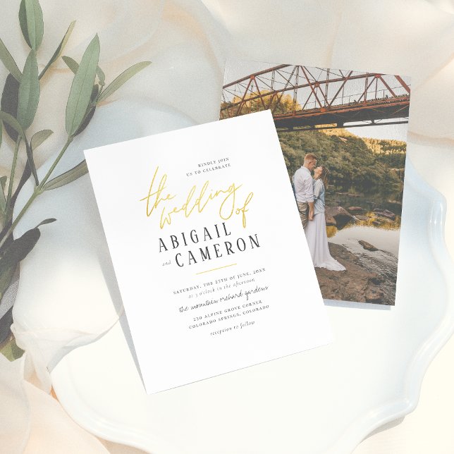 Budget Modern Rustic Gold Lettering Photo Wedding (Creator Uploaded)