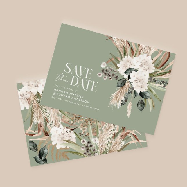 budget Modern rustic pampas save the date Card (Creator Uploaded)