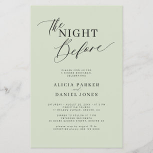 Budget modern sage rehearsal dinner invitation flyer